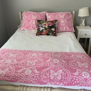 Pottery Barn Kids Pink Full Duvet Cover / 2 Pillowcases butterfly print